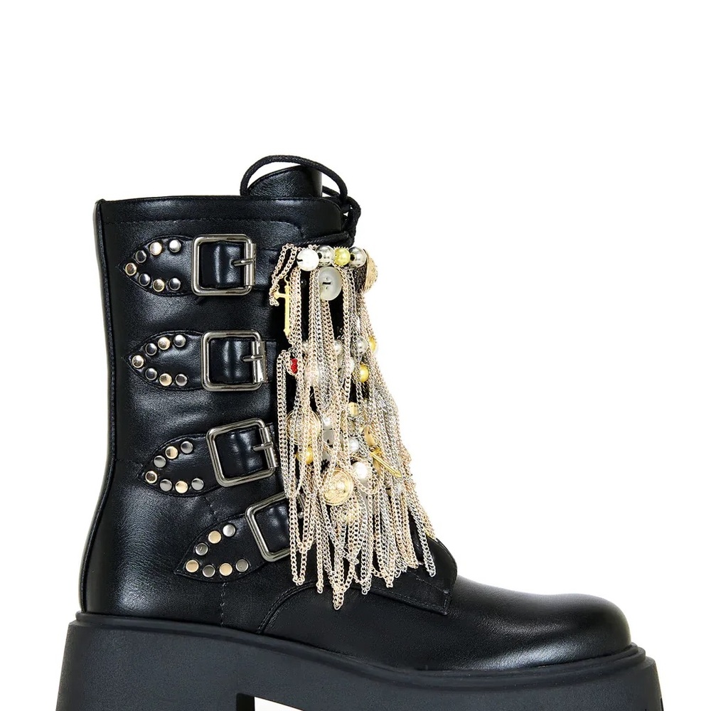 Azalea Wang Moto Charm Embellished Boot - Picture 5 of 5